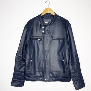 Zara Men Faux Leather Moto Jacket Size XL